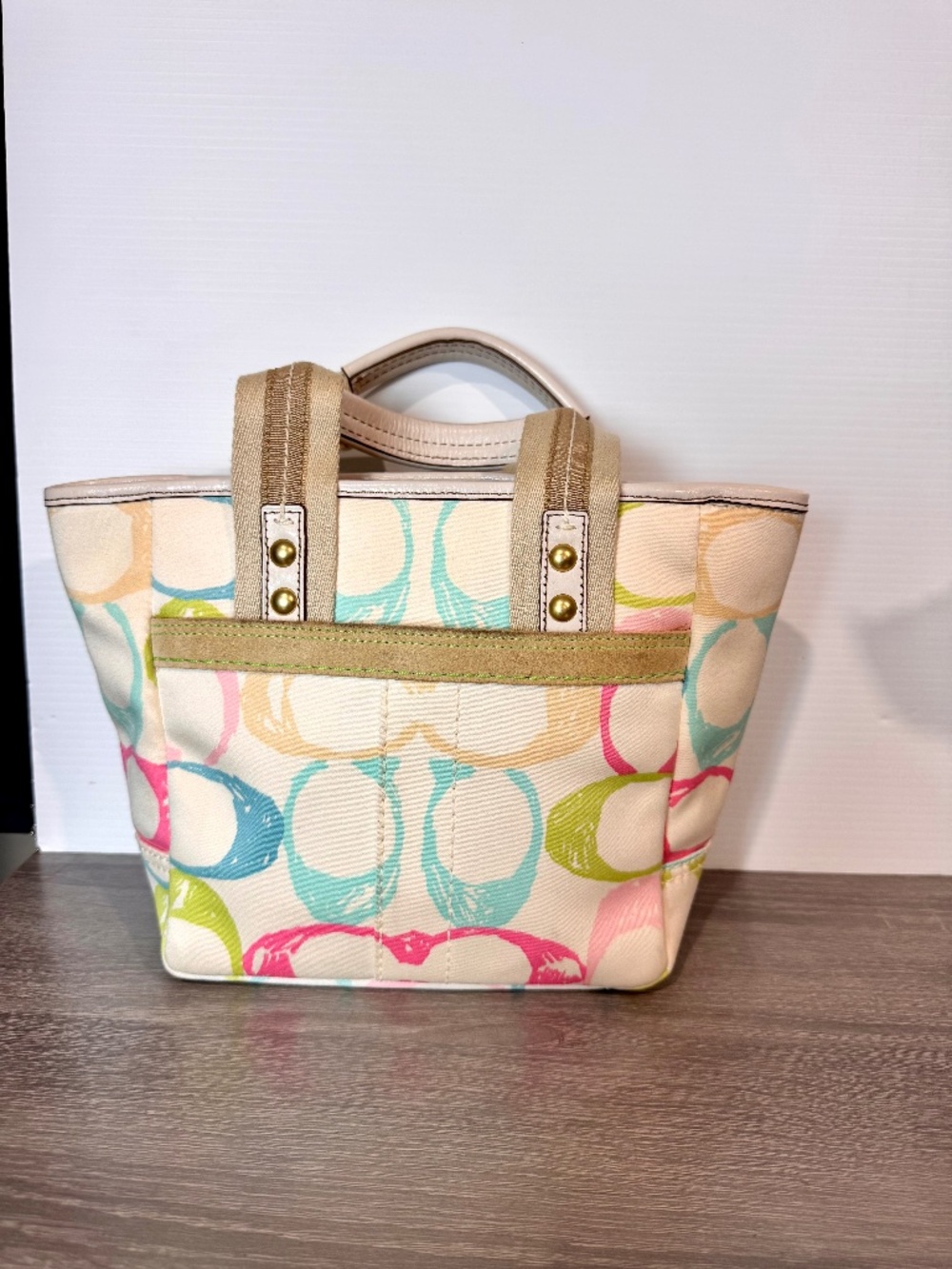 Vintage Coach Hamptons Multi Color Tote Bag Purse